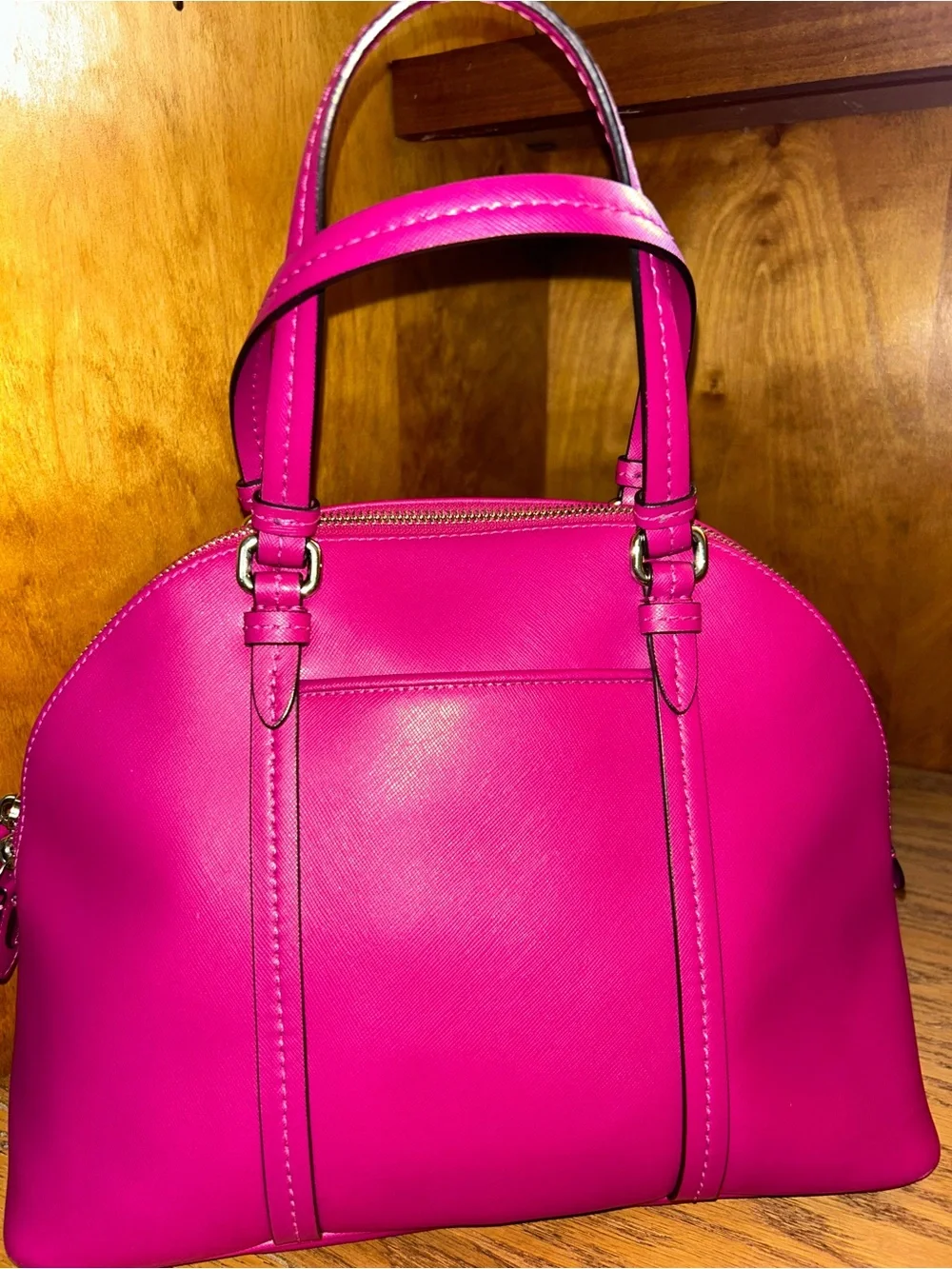 Coach Pebbled Leather Dome Satchel in Hot Pink/Fusia